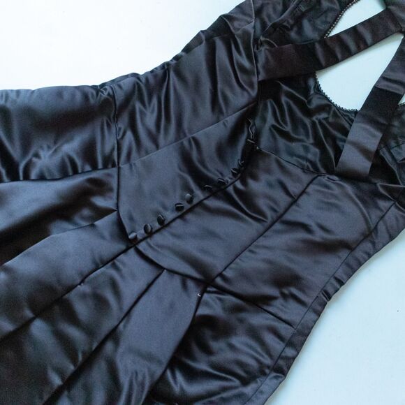 Jessica McClintock Vintage Y2K Black Beaded Halter Fitted Formal Gown Size 12 - Picture 11 of 13